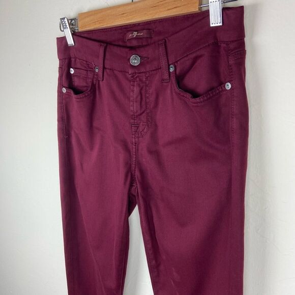 7 For All Mankind Skinny Stretch Ankle Pant - Burgundy - Picture 3 of 8